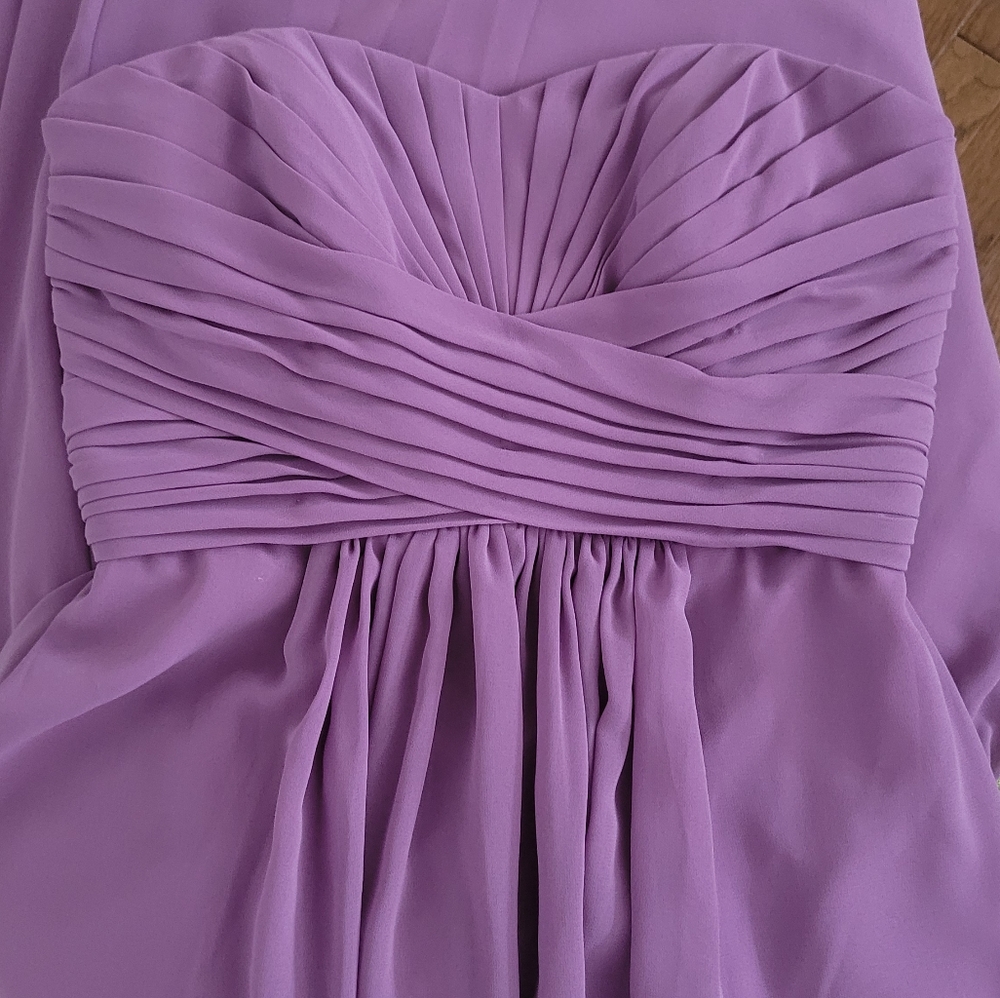 David's Bridal Strapless Chiffon Gown